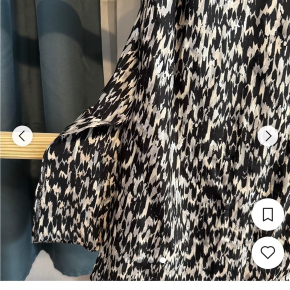 Express abstract, print, silver metallic satin dress call neck so small - Picture 3 of 6